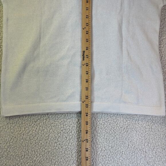 Vintage Lisa Made Italy Knit Top M – White & Navy Contrast Button Detail NWT - Picture 8 of 11